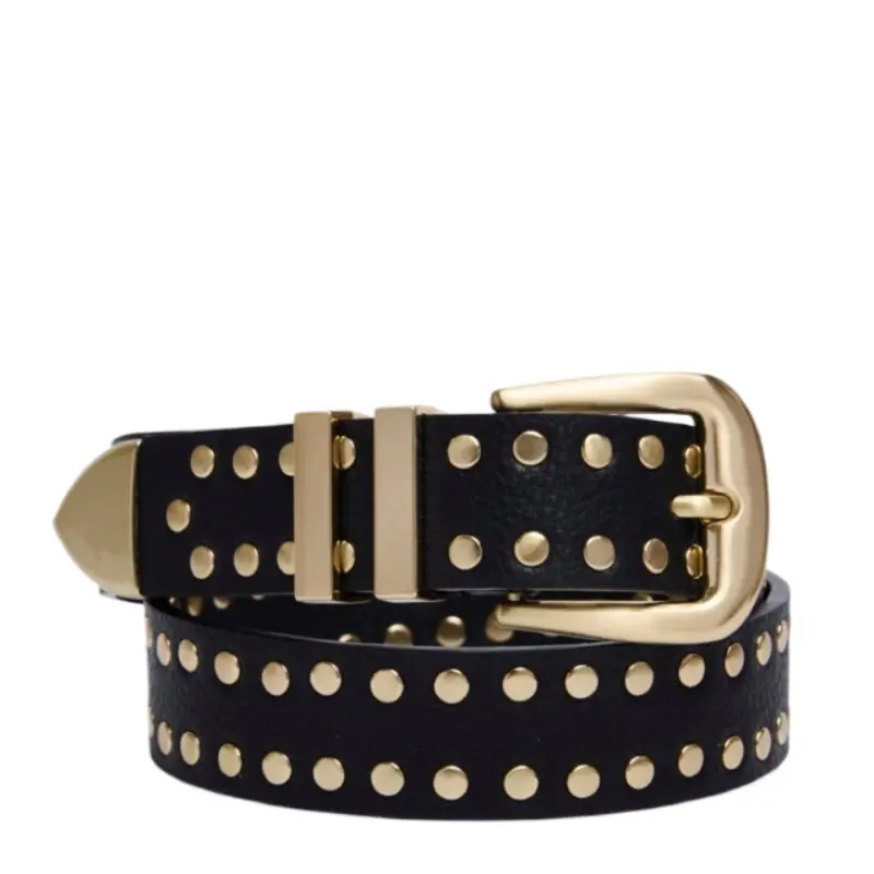 ladies bamboo leather studded belt 2a no logo